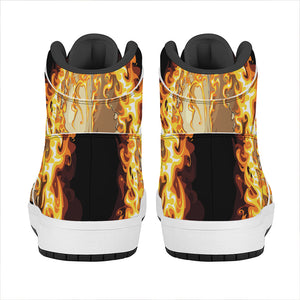 Burning Skull Print High Top Leather Sneakers