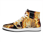 Burning Skull Print High Top Leather Sneakers