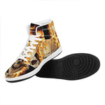 Burning Skull Print High Top Leather Sneakers