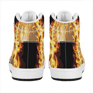 Burning Skull Print High Top Leather Sneakers