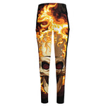 Burning Skull Print High-Waisted Pocket Leggings