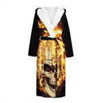 Burning Skull Print Hooded Bathrobe