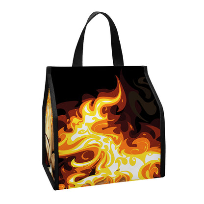 Burning Skull Print Insulated Lunch Tote