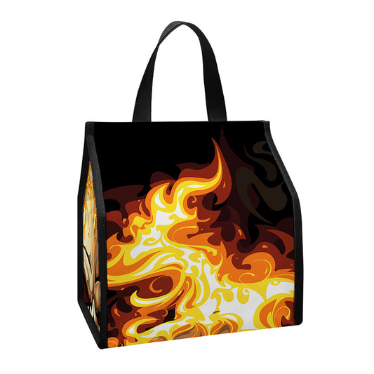 Burning Skull Print Insulated Lunch Tote