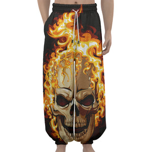 Burning Skull Print Lantern Pants