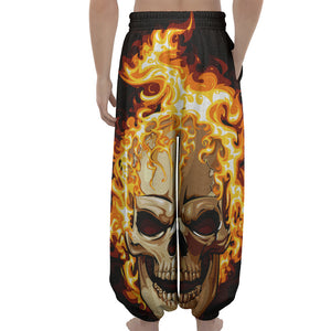 Burning Skull Print Lantern Pants