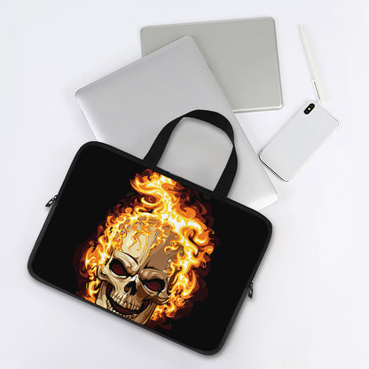 Burning Skull Print Laptop Sleeve With Handle