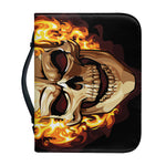 Burning Skull Print Leather Bible Cover