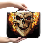 Burning Skull Print Leather Bible Cover