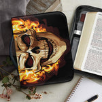 Burning Skull Print Leather Bible Cover
