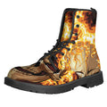 Burning Skull Print Lace-Up Boots