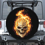 Burning Skull Print Leather Spare Tire Cover