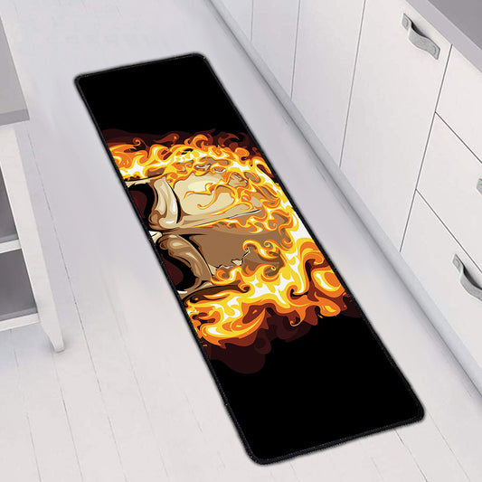 Burning Skull Print Long Kitchen Mat