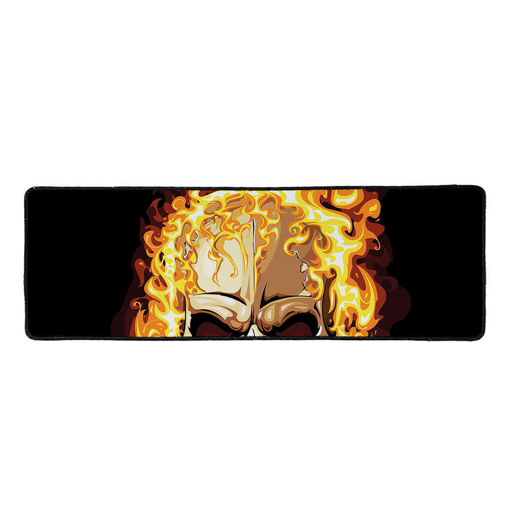 Burning Skull Print Long Kitchen Mat