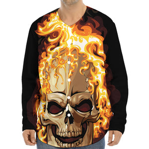 Burning Skull Print Long Sleeve Baseball Jersey