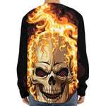 Burning Skull Print Long Sleeve Baseball Jersey