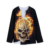 Burning Skull Print Long Sleeve Short Coat