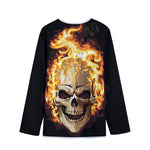 Burning Skull Print Long Sleeve Short Coat