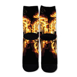 Burning Skull Print Long Socks