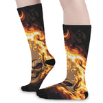 Burning Skull Print Long Socks