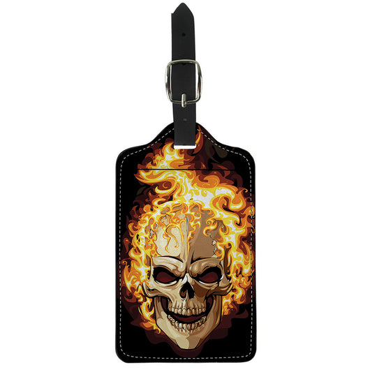 Burning Skull Print Luggage Tag