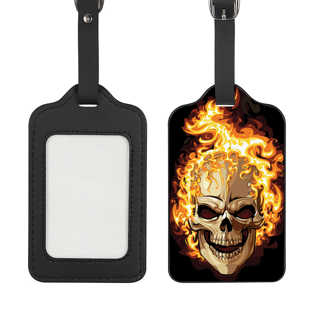 Burning Skull Print Luggage Tag