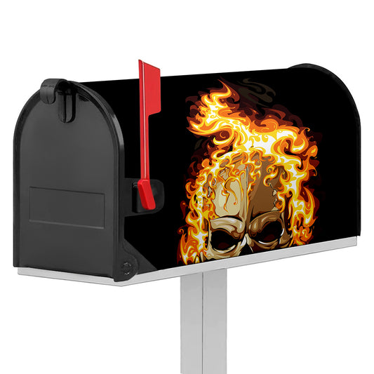 Burning Skull Print Mailbox Cover