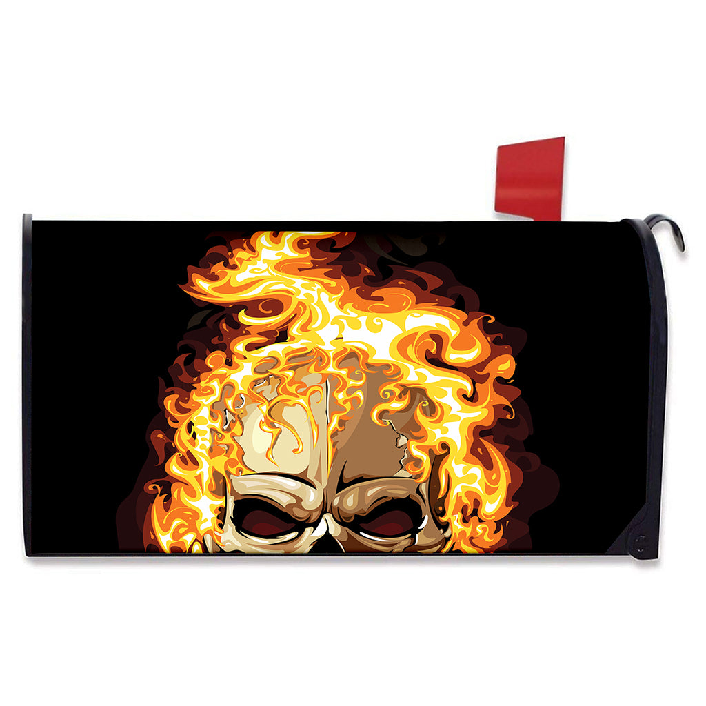 Burning Skull Print Mailbox Cover