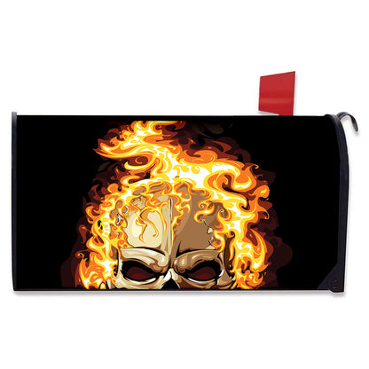 Burning Skull Print Mailbox Cover
