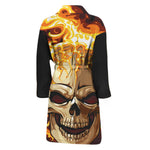 Burning Skull Print Men's Bathrobe