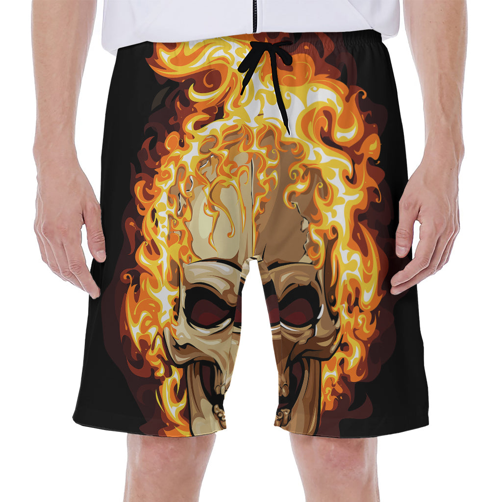 Burning Skull Print Men's Beach Shorts