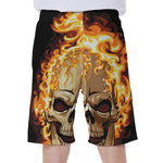 Burning Skull Print Men's Beach Shorts