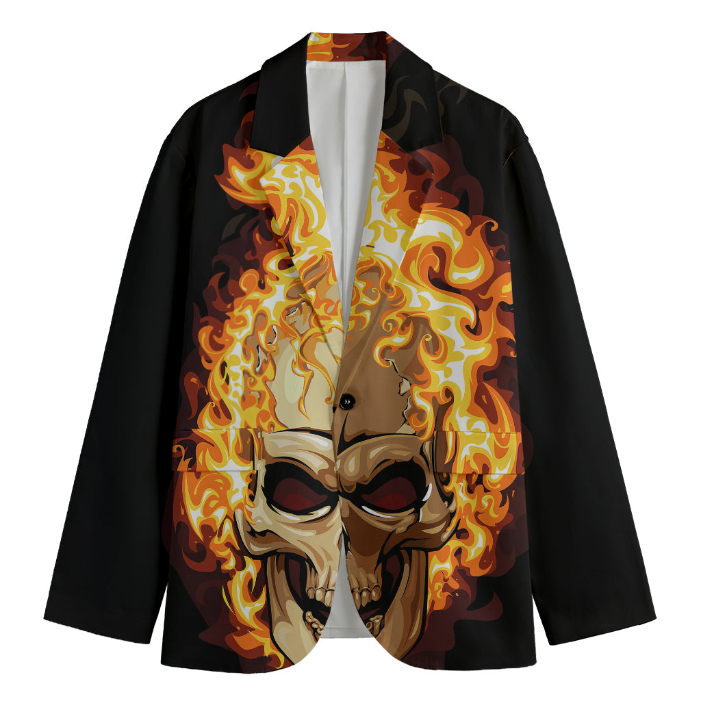 Burning Skull Print Men's Blazer