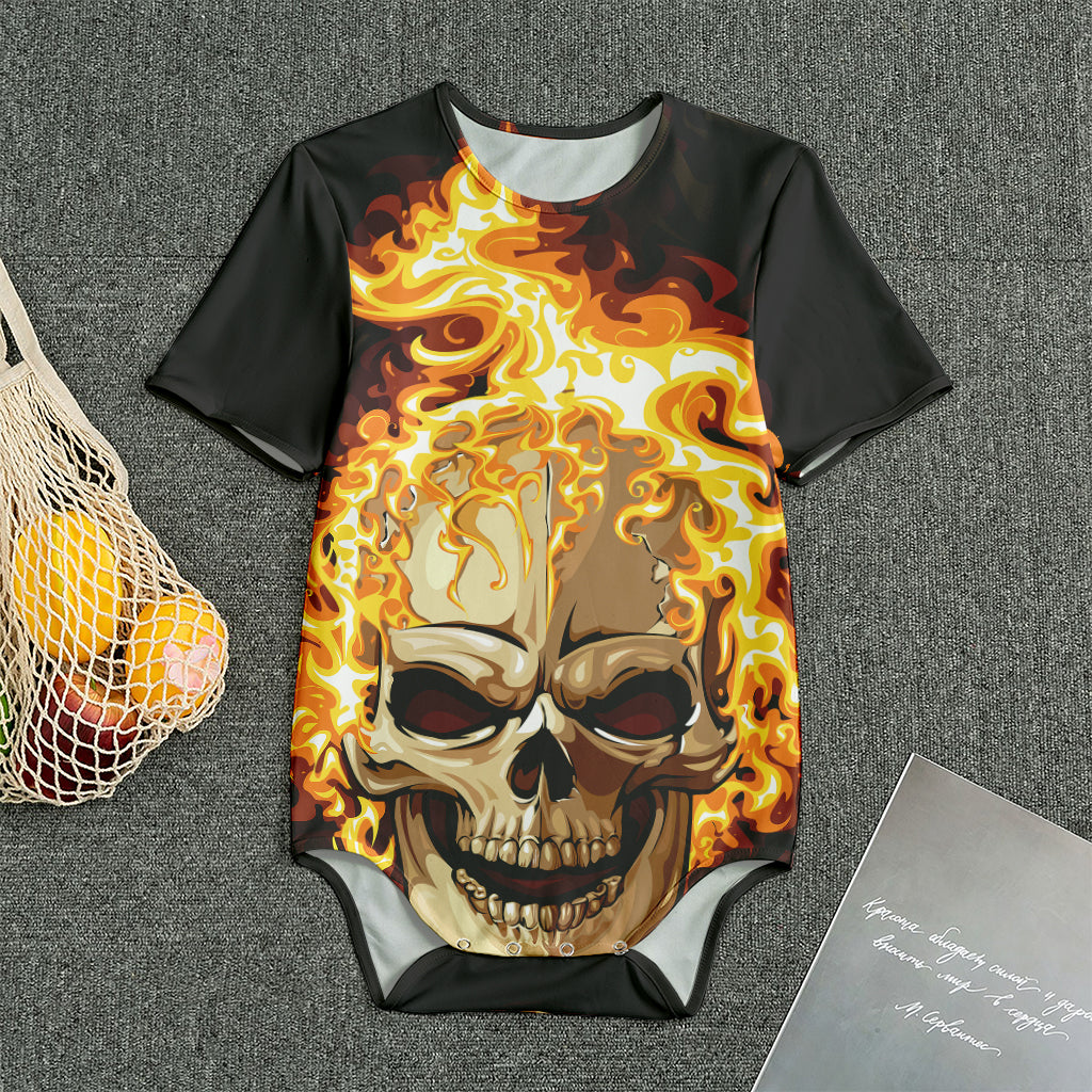 Burning Skull Print Men's Bodysuit