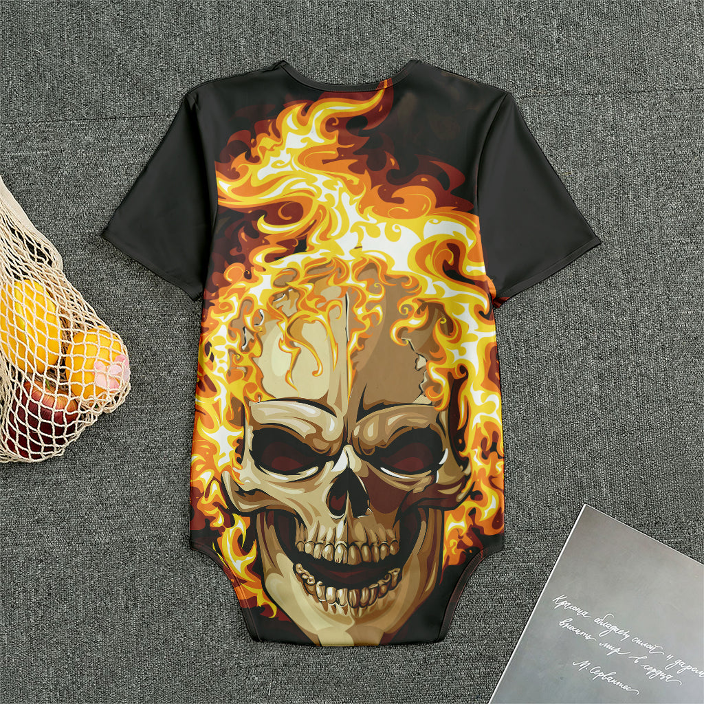 Burning Skull Print Men's Bodysuit