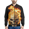 Burning Skull Print Men's Bomber Jacket