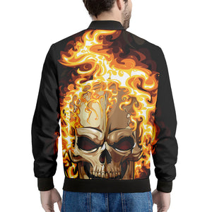 Burning Skull Print Men's Bomber Jacket