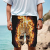 Burning Skull Print Men's Cargo Shorts