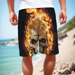 Burning Skull Print Men's Cargo Shorts