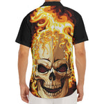 Burning Skull Print Men's Deep V-Neck Shirt