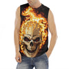 Burning Skull Print Men's Fitness Tank Top