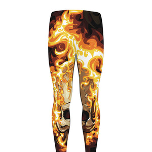 Burning Skull Print Men's leggings