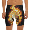 Burning Skull Print Men's Long Boxer Briefs