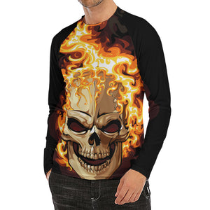 Burning Skull Print Men's Long Sleeve Rash Guard