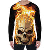 Burning Skull Print Men's Long Sleeve T-Shirt