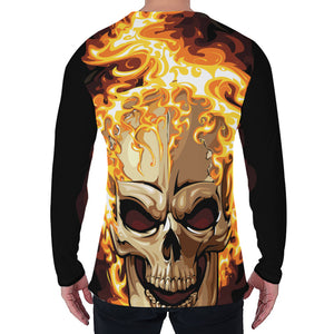 Burning Skull Print Men's Long Sleeve T-Shirt