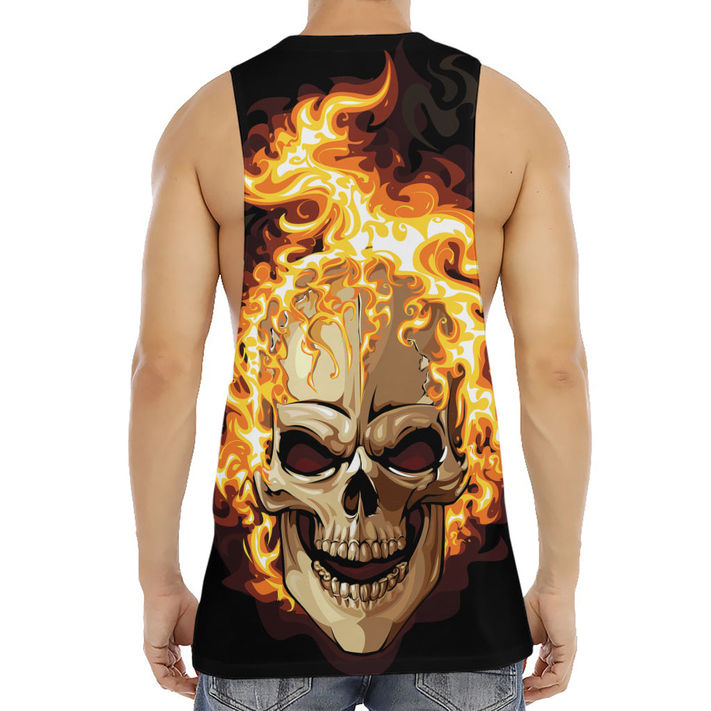 Burning Skull Print Men's Muscle Tank Top