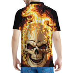 Burning Skull Print Men's Polo Shirt