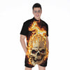 Burning Skull Print Men's Rompers