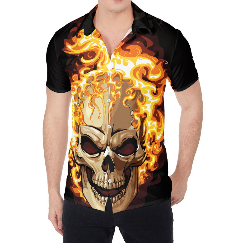 Burning Skull Print Men's Shirt